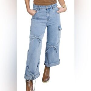 Bow Decor Boyfriend Cargo Jeans